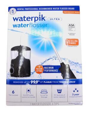 Waterpik Ultra Water Flosser Black Includes 6 Tips 10 Pressure Settings WP-112W
